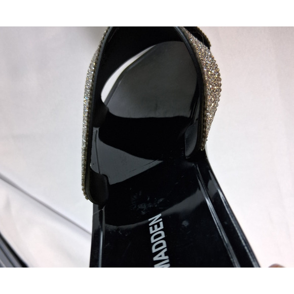 Steve Madden Sandals Size 8 Slide Silver Rhinestones Women Shoes New without Tag - Picture 11 of 16